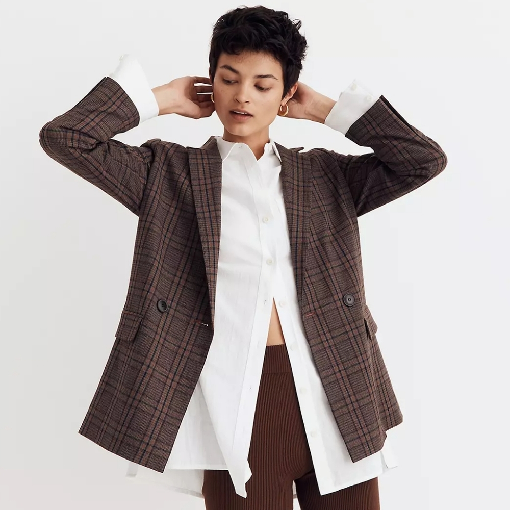 Caldwell Double-Breasted Blazer in Hedden plaid small